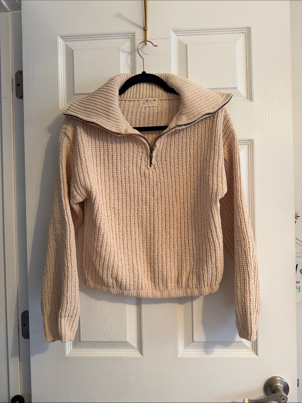 Cozy Ribbed Half-Zip Turtleneck Sweater - Cream